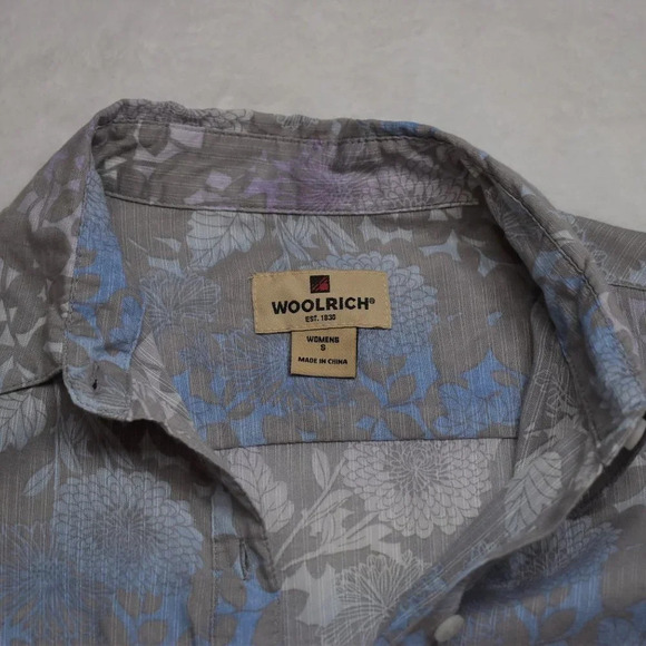 Woolrich Floral Shirt Sz S Button Down Roll Tab Sleeve 100% Cotton Boho Artsy - Picture 10 of 14